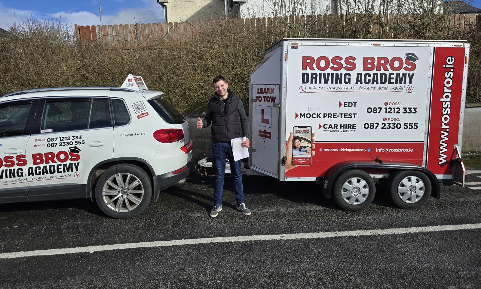 Ross Bros SUV towing a braked trailer for B+E lessons